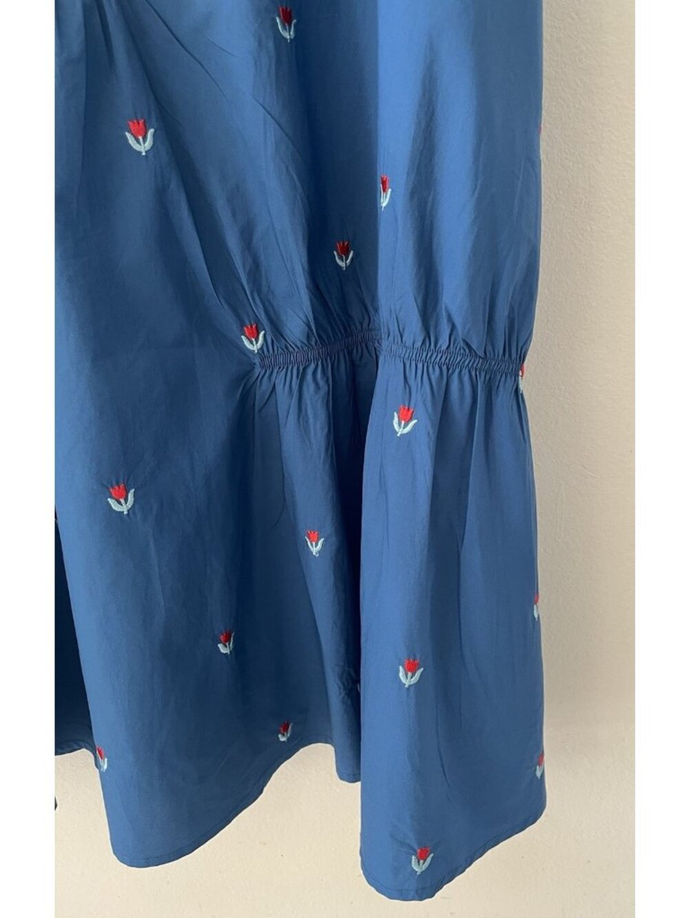 KUOSE Blue Embroidered Floral Sundress S Adjustable Straps Lined Cottagecore - Picture 5 of 14